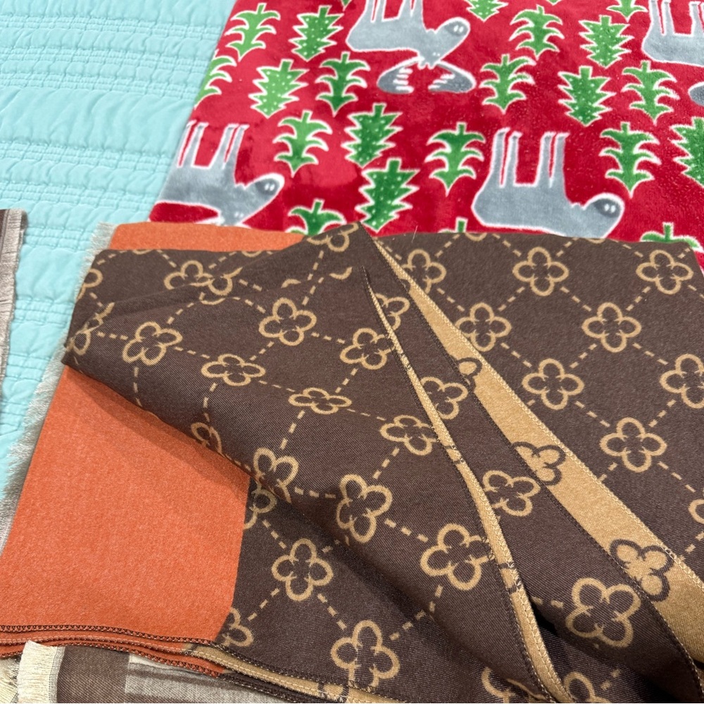 Brown and Tan Patterned Scarf